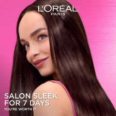 L'Oreal Paris close-up of the conditioner bottle offering smoothing benefits