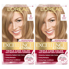 L'Oreal Paris front packaging showing product and benefit of complete gray coverage