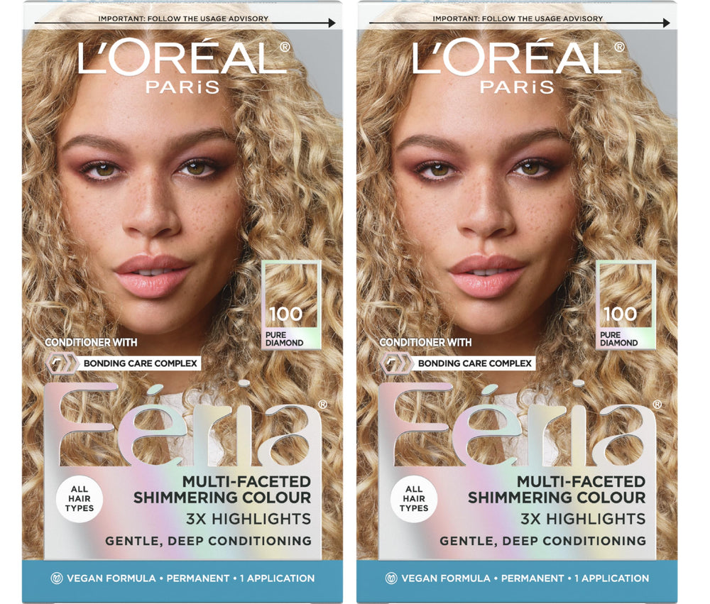 L'Oreal Paris Feria front packaging showing shade and shimmer benefits