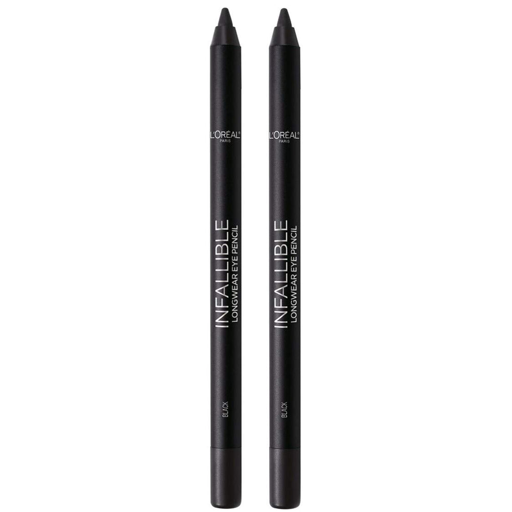 L'Oreal Pro-Last front packaging showing two black pencil eyeliners and product branding for convenience