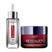 L'Oreal Paris shows full Revitalift kit front view, clear benefits