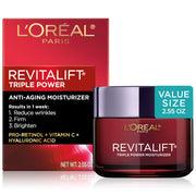 L'Oreal Paris jar front view showing product and clear anti-aging benefits
