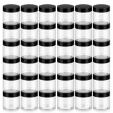 Loretoy front view of 36-pack clear jars showing quantity and transparency