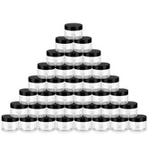 Loretoy front packaging showing 36 clear jars and lids for organized storage
