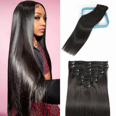 LORIEN front packaging showing full 8-piece clip-in set and benefits