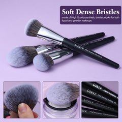 LORYP flatlay displaying variety of brushes for versatile looks