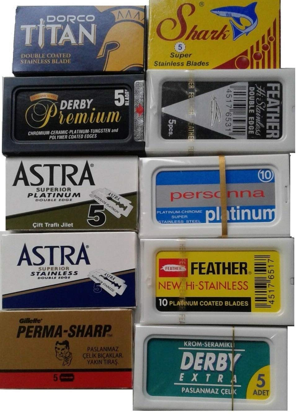 Lotus front packaging showing 100-blade sampler, clear brand display and variety benefit