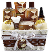 LOVERY basket front packaging showing all items for a ready-to-gift spa set
