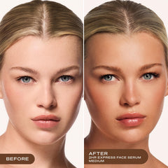 Loving Tan pump dispensing serum demonstrating easy, mess-free application