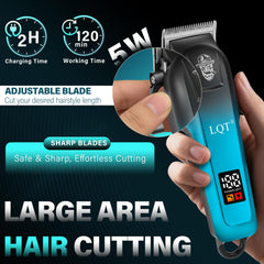LQT precision T-blade trimmer detail shot for crisp edges and styling