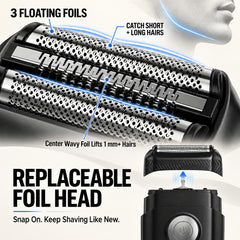 LUCESPERA shaver held in hand to show pocket-size convenience and portability