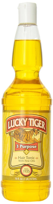 Lucky Tiger front bottle showing label and size for confident grooming