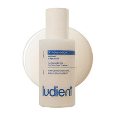 ludient front bottle showing sleek serum packaging and easy storage benefit