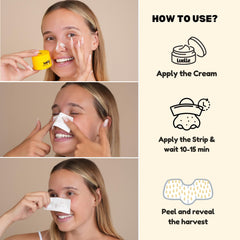 Luelle strip applied on nose in use to remove blackheads effectively