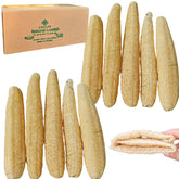 LUFAFY 10-pack front view showing natural loofah tubes and eco packaging benefit
