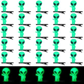 Luinabio front layout showing all 30 green alien hair clips as a bulk set and party-ready