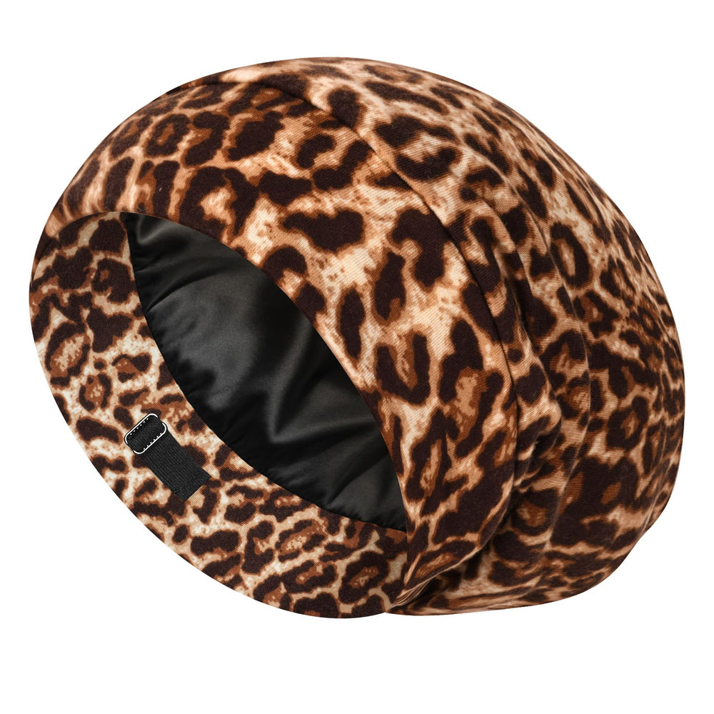 LULUSILK bonnet front packaging showing brown leopard print and product benefit