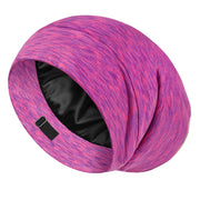 LULUSILK hot pink bonnet front view protects hair overnight