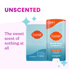 Lume 5oz soap bar texture detail highlighting gentle cleansing lather
