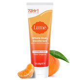Lume clean tangerine front tube showing packaging and convenience benefit