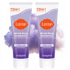 Lume cream tube front packaging showing product benefits and scent