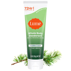 Lume Fresh Alpine tube front view showing compact travel-friendly packaging and scent