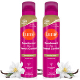 Lume front packaging showing Vanilla Bliss and two-pack convenience benefit