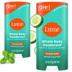 Lume front packaging showing Minted Cucumber and odor control benefits