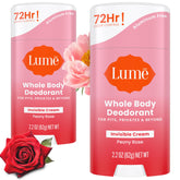 Lume Peony Rose front packaging showing two cream sticks for odor control