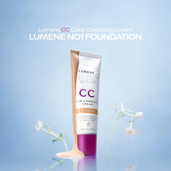 Lumene CC Cream pump and cap detail demonstrating convenient dispensing and travel-friendly design