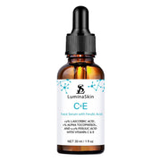 LuminaSkin front bottle showing product branding and compact 1 oz size, enhancing routine convenience