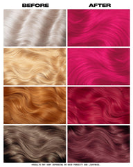 Hair strand swatch of Lunar Tides Lychee showing vivid pigment payoff