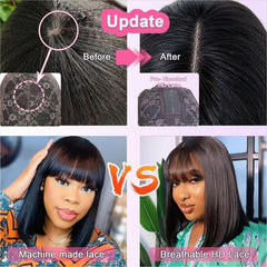 Lusina bangs close-up displaying smooth texture and natural bounce