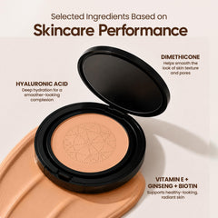 LUVIE warm shade swatches on arm showing buildable coverage and shade match benefit