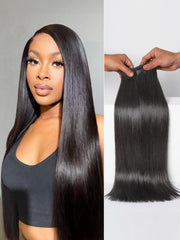 LUVME front packaging showing seamless silky straight extensions and easy selection benefit