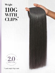LUVME model wearing 18-inch Yaki Straight illustrating added length
