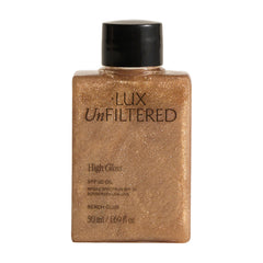 Lux Unfiltered front bottle showing glossy bronzing oil and SPF benefits
