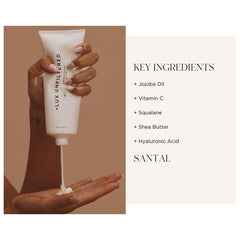 Lux Unfiltered lotion texture pouring close-up, demonstrates lightweight absorbent formula