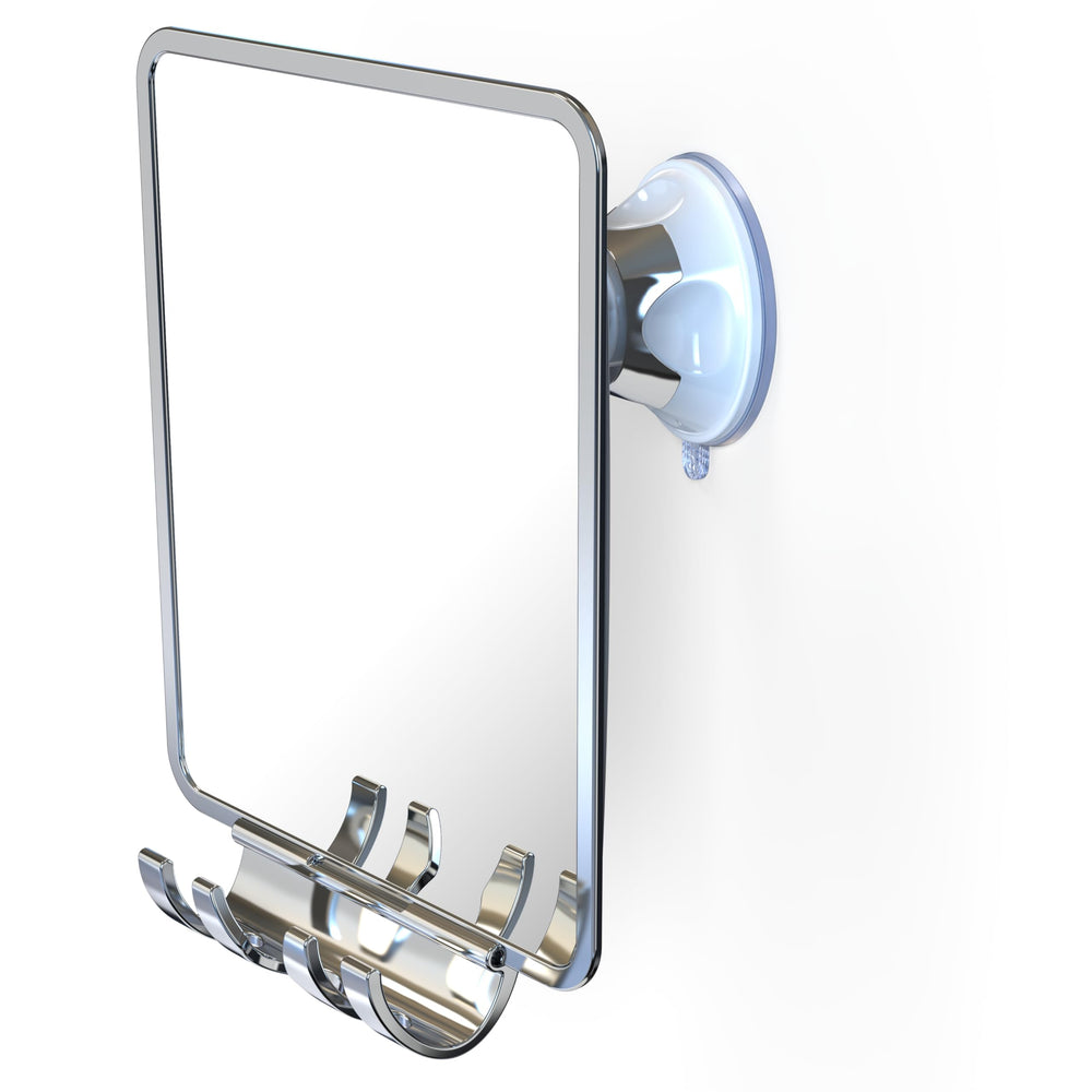 Luxo chrome front view showing stylish fogless shaving mirror benefit clear reflection