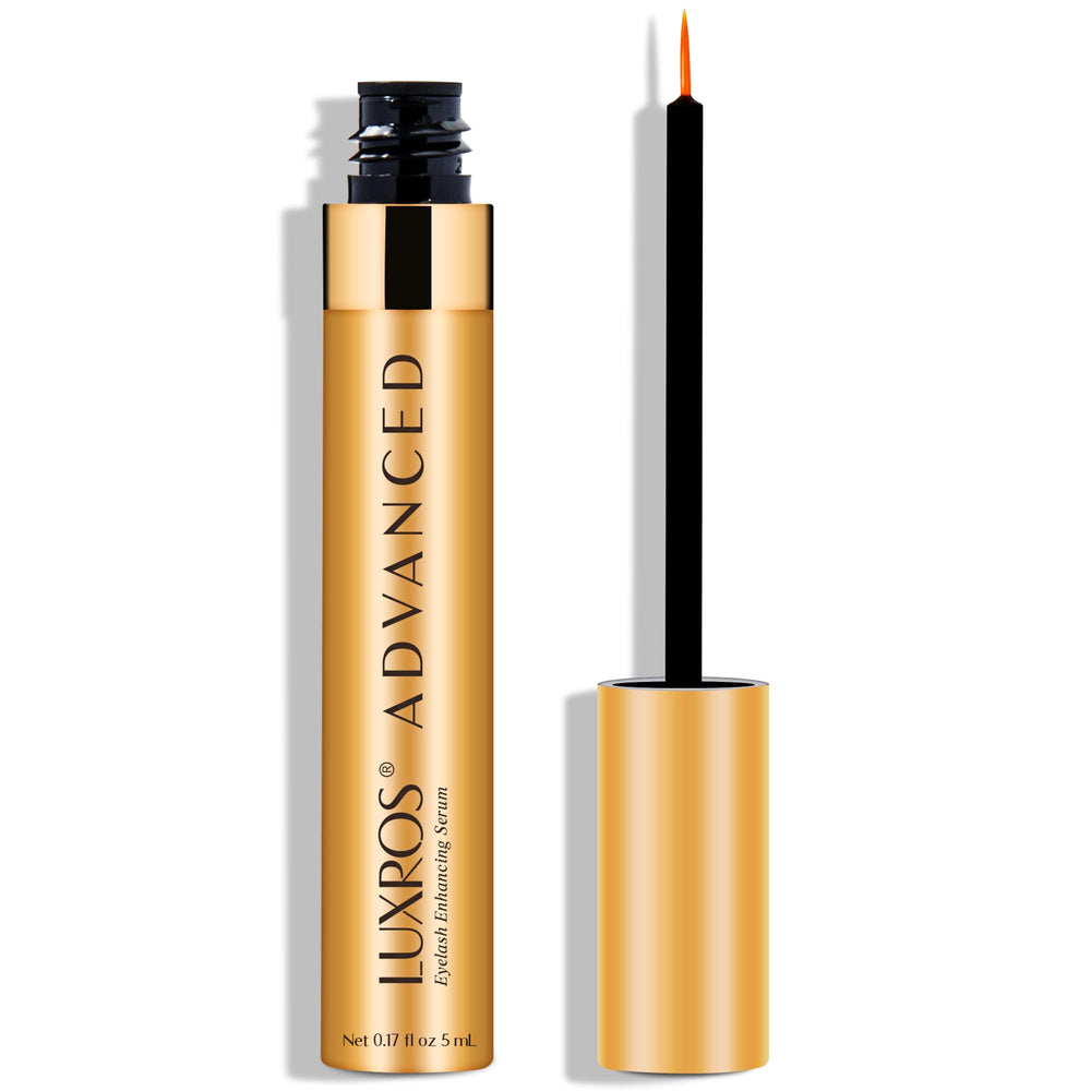 LUXROS front bottle showing label and compact 5 mL size, promotes quick results