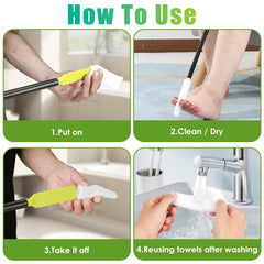 LYIGEOL brush in use cleaning between toes, safe thorough cleaning benefit