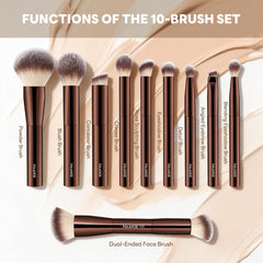 MAANGE brushes laid out to show full 10-piece variety, versatile application options