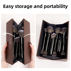 MAANGE brushes laid out showing variety and functionality for full-face looks