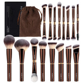 MAANGE full set front view showing coffee-brown brushes and bag, organized for convenience