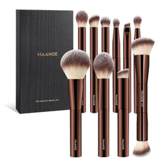 MAANGE travel set front open showing organized brushes and magnetic case, convenient storage