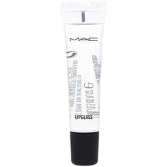 MAC Lipglass clear tube front view shows glossy finish benefit