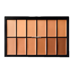 MAC pro palette front packaging showing twelve full coverage pans and compact case, professional convenience