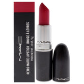MAC Retro Matte front shot showing bold All Fired Up color and precise shape benefit: true-to-tube appearance