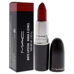 MAC Russian Red swatch on hand showing rich pigment and coverage