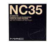 MAC Studio Fix compact front view showing shade NC35 and compact design benefit
